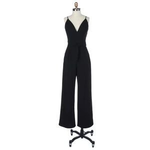 Black Mesh-Back Jumpsuit with Tie Belt (Women's Size 11)